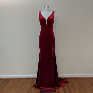 -HUGE SALE- Red Velvet Fit and Flare Long Dress
